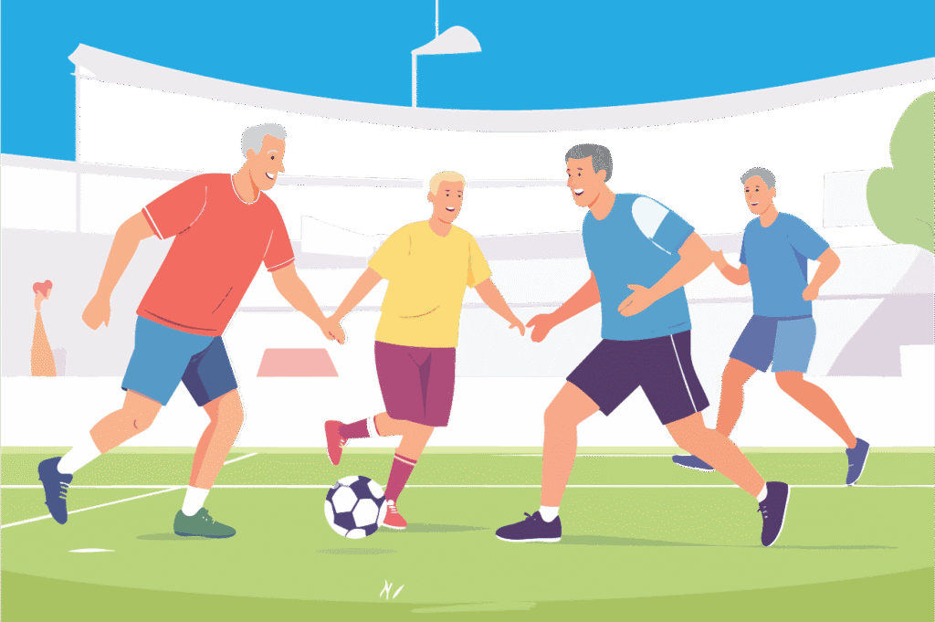 Seniors walking football